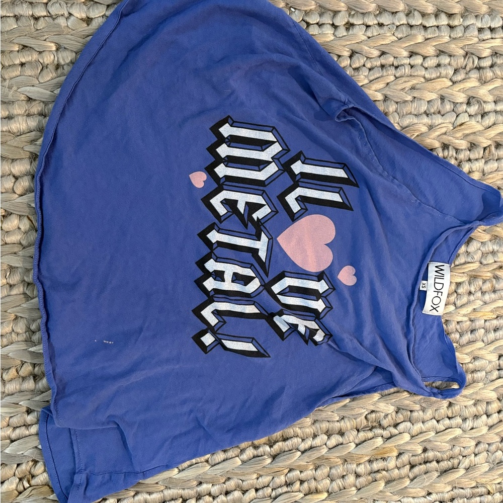 Wildfox Purple Crop Top Heart Graphic